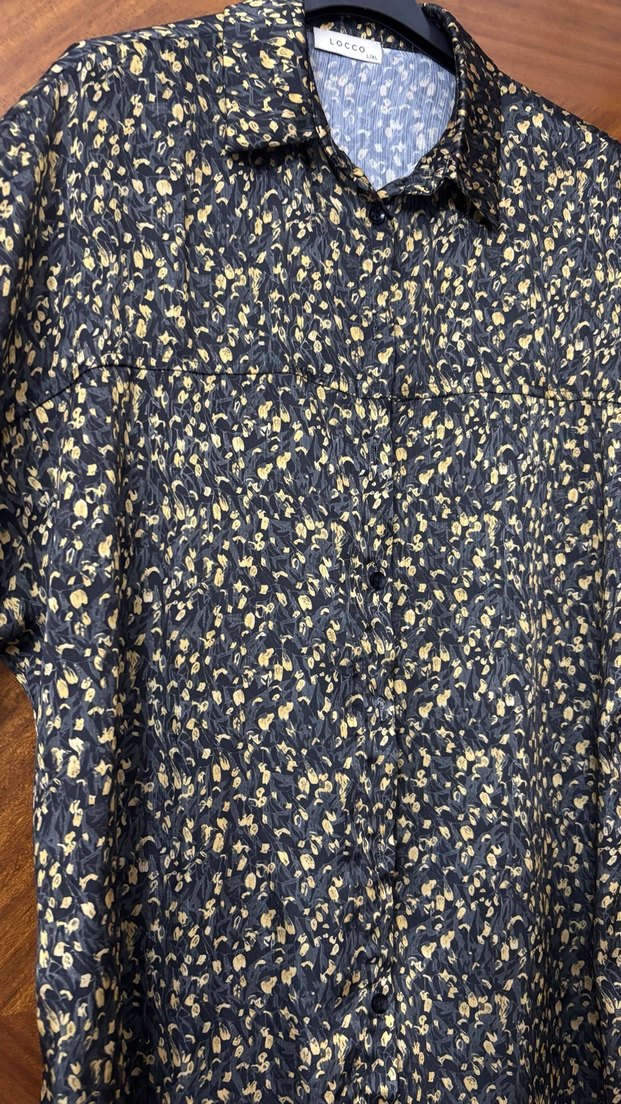 Desenli Siyah Kadın Gömlek - Görsel 2