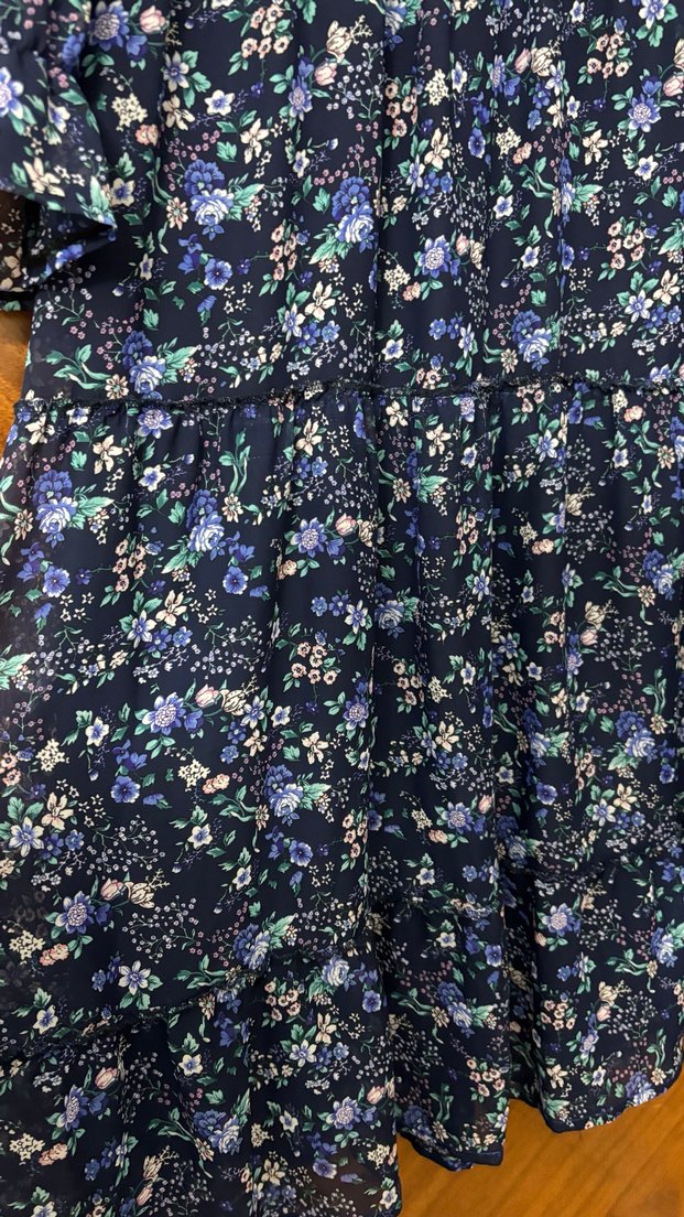 Uzun Kollu Lacivert Bohem Elbise - Görsel 3