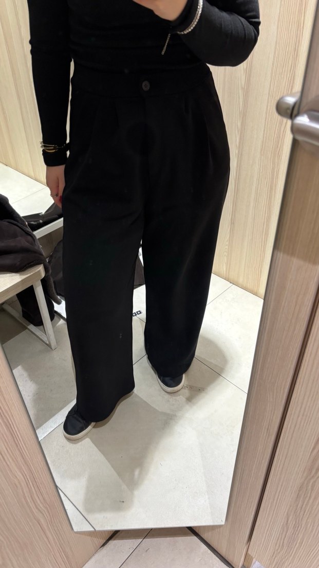 Siyah Bol Kesim Kadın Palazzo Pantolon - Görsel 2