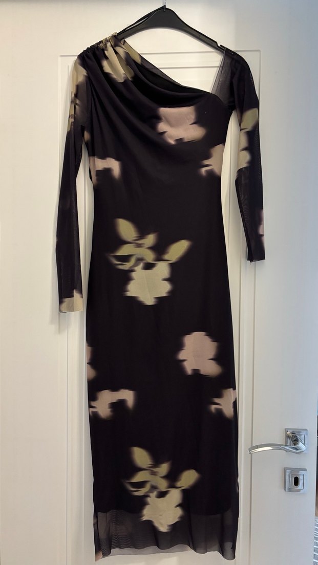 Kadın Kahverengi Uzun Drapeli Elbise - Görsel 2