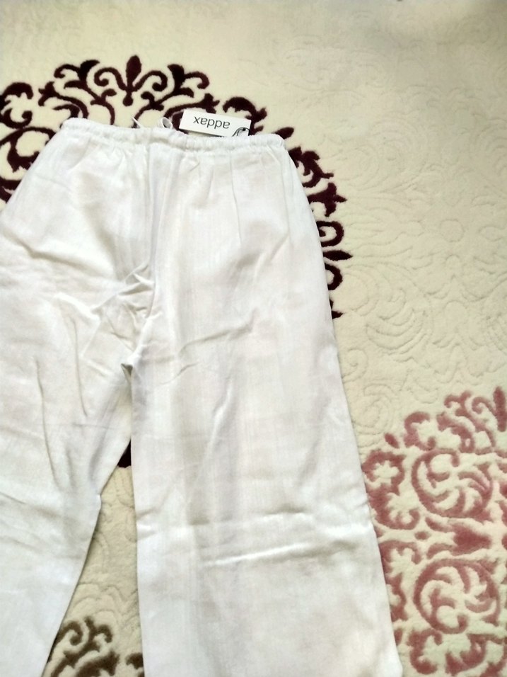 Kadın Beyaz Keten Pantolon - Görsel 3