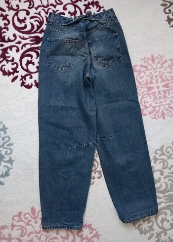 Kadın  Mavi Bol Kesim Geniş Paça Baggy Jean - Görsel 2