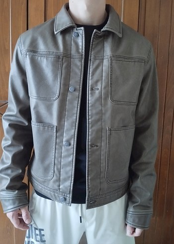 Pull&Bear Erkek Suni Deri Ceket - Görsel 5