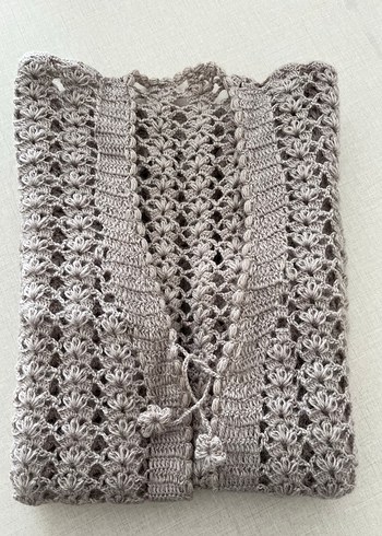 Gri Örgü Bohem Kadın Yelek - Görsel 3