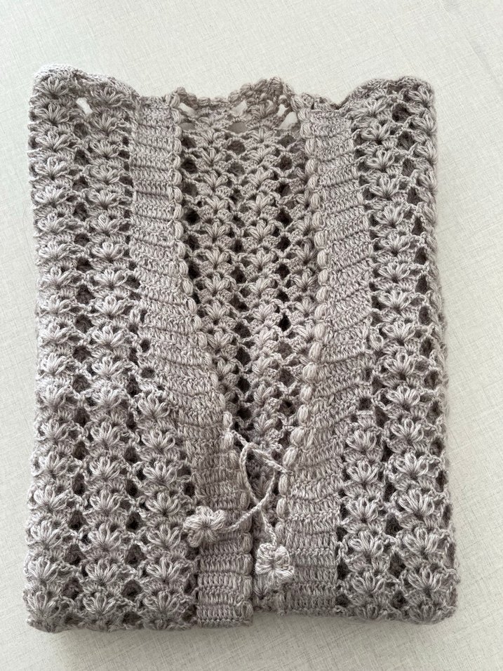 Gri Örgü Bohem Kadın Yelek - Görsel 3