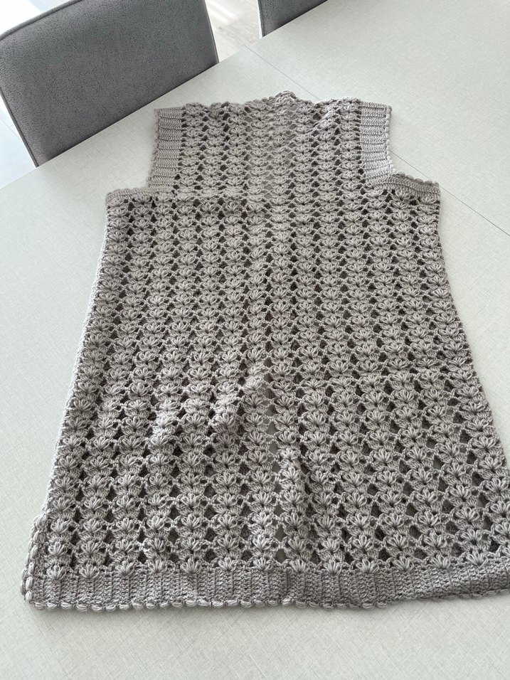 Gri Örgü Bohem Kadın Yelek - Görsel 2