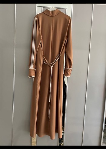 Bej Uzun Kollu Modern Klasik Elbise - Görsel 3
