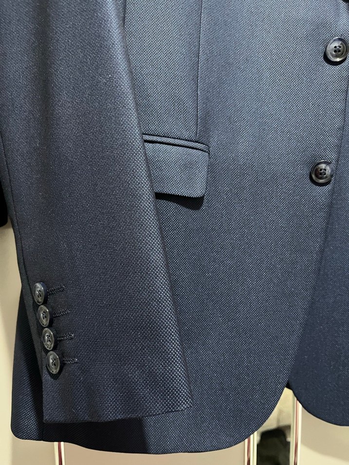 Lacivert Düğmeli Erkek Takım Elbise - Görsel 4