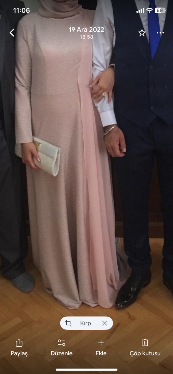 Pembe Uzun Drapeli Kadın Abiye - Görsel 5