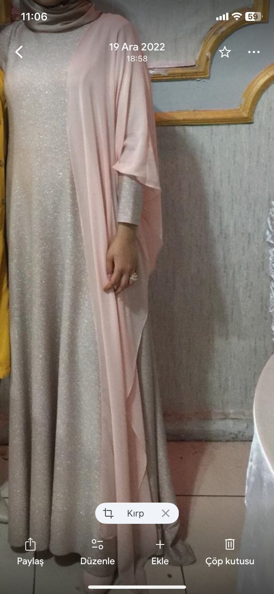 Pembe Uzun Drapeli Kadın Abiye - Görsel 4