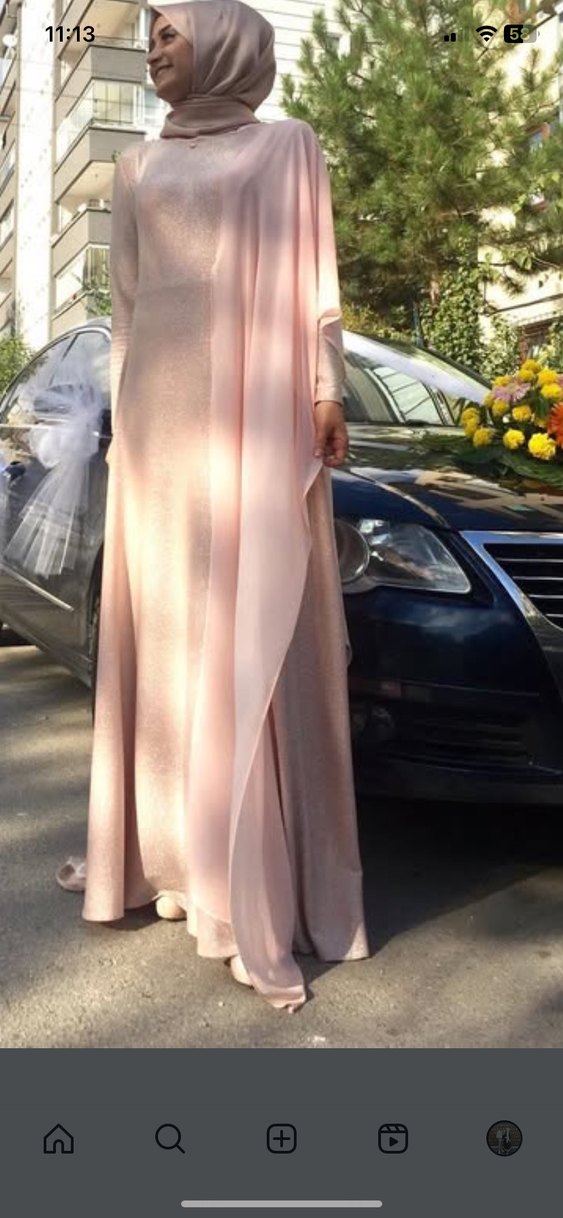 Pembe Uzun Drapeli Kadın Abiye - Görsel 3