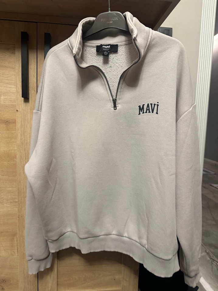 Mavi Erkek S beden Vizon Tonlu Yarım Fermuarlı Sweatshirt - Görsel 3