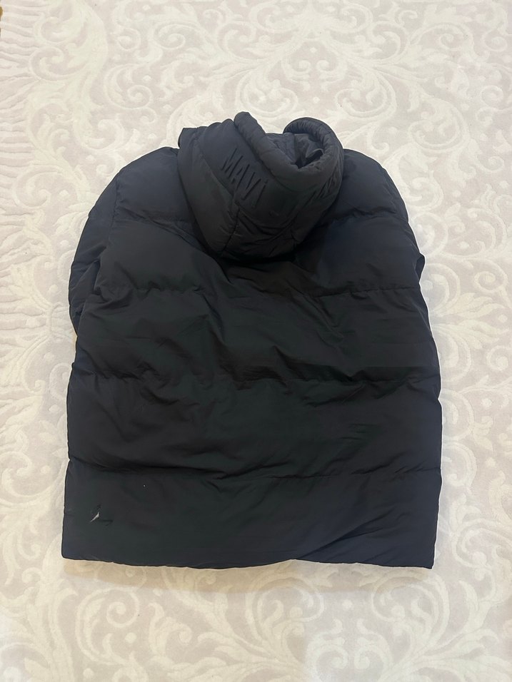 Mavi Erkek Siyah Kapüşonlu Şişme Mont - Görsel 2