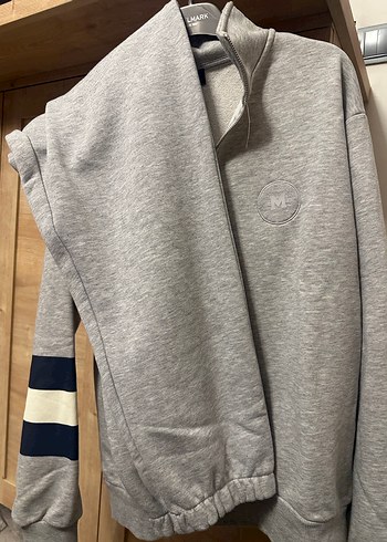 Gri Spor Erkek Sweatshirt Yarım Fermuarlı Esofman Takımı - Görsel 5