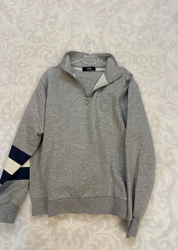 Gri Spor Erkek Sweatshirt Yarım Fermuarlı Esofman Takımı - Görsel 2