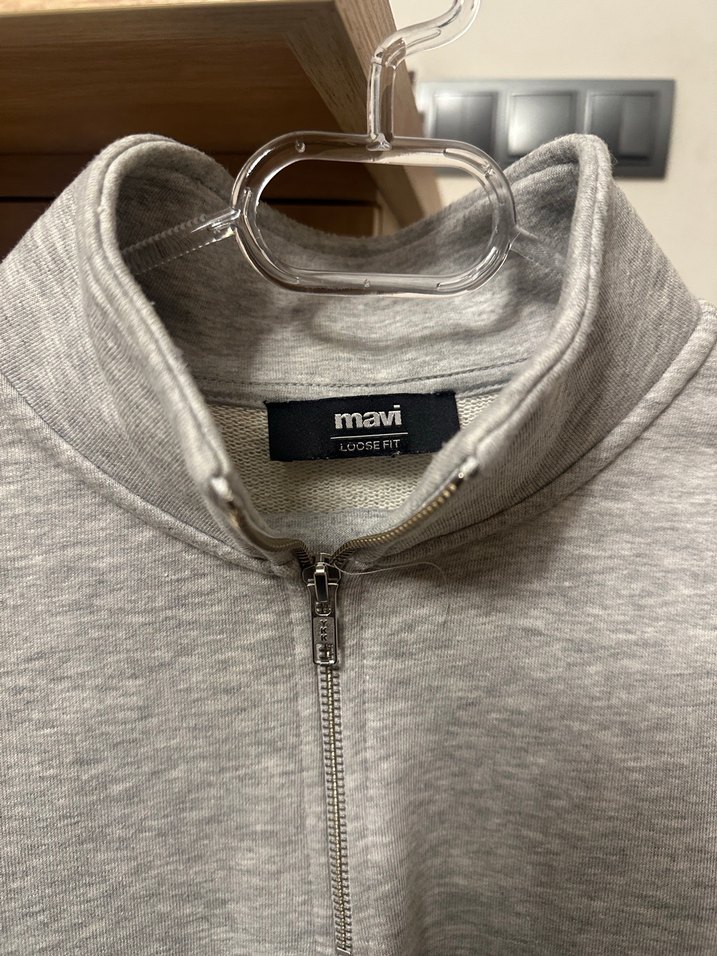 Gri Spor Erkek Sweatshirt Yarım Fermuarlı Esofman Takımı - Görsel 3