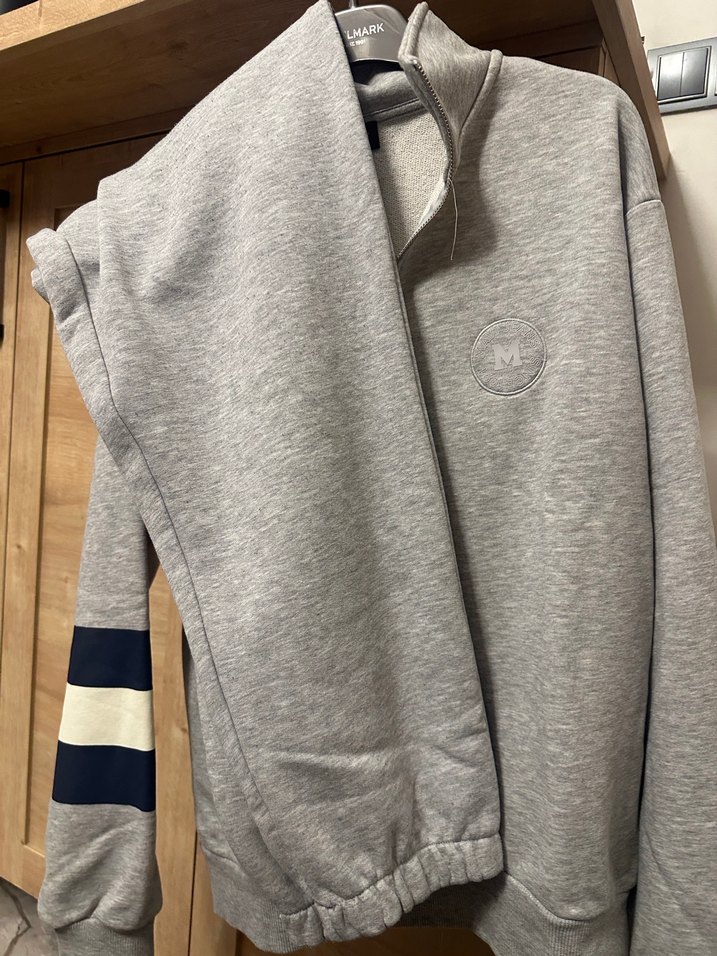 Gri Spor Erkek Sweatshirt Yarım Fermuarlı Esofman Takımı - Görsel 5