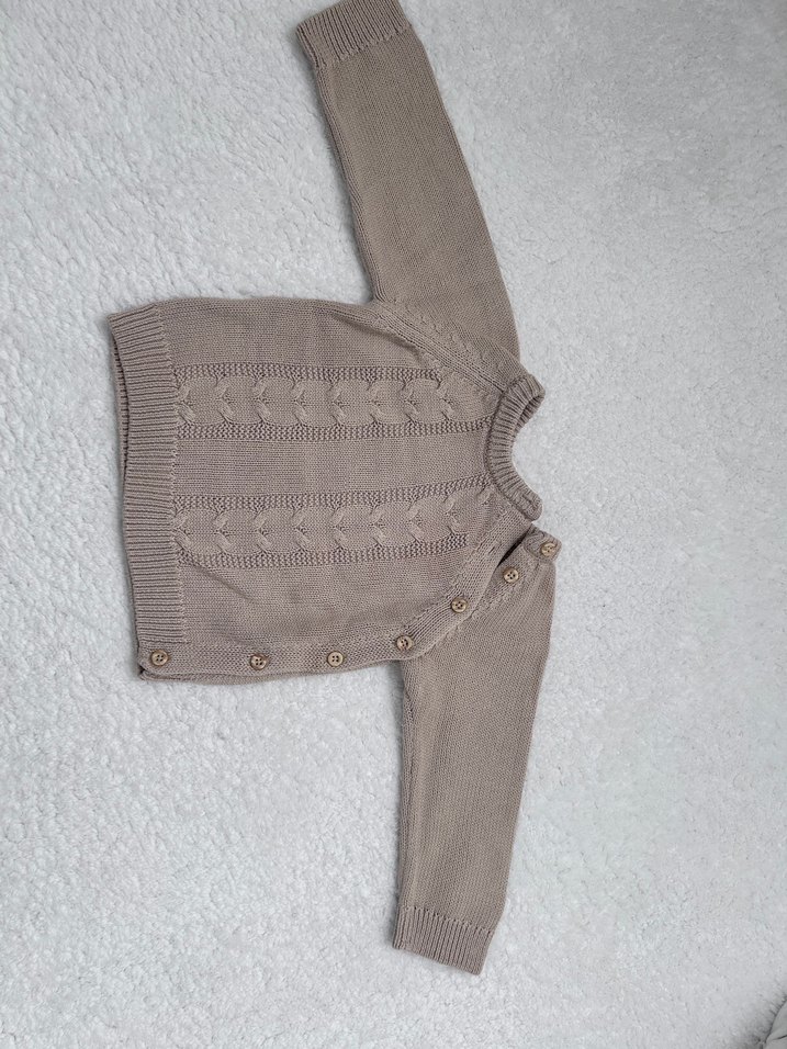 Bej Örgü Uzun Kollu Bebek Takımı - Görsel 3
