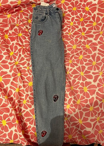 Bershka Düğmeli, bol kesim gri kadın kot pantolon