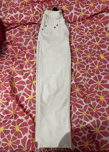 xs Beden Beyaz Salaş Kadın Midi Kot Pantolon