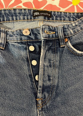 Zara Düğmeli, bol kesim midi kot pantolon