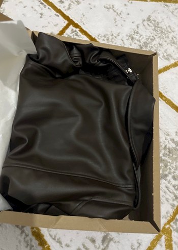 Kadın Kahverengi Deri Biker Ceket - Görsel 6