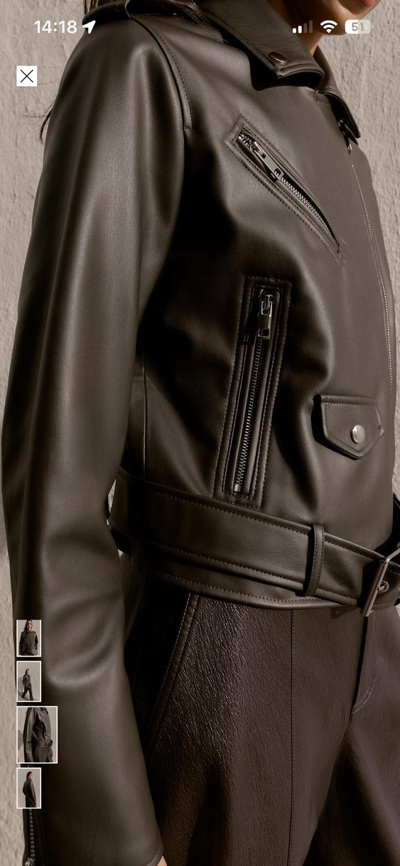 Kadın Kahverengi Deri Biker Ceket - Görsel 3