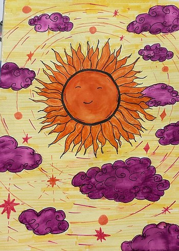 Güneş ve Bulutlar Temalı Astroloji Kitabı Tablo