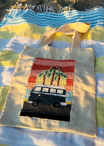  Beden çeşitli Renk Karavan görseli punch nakış çanta