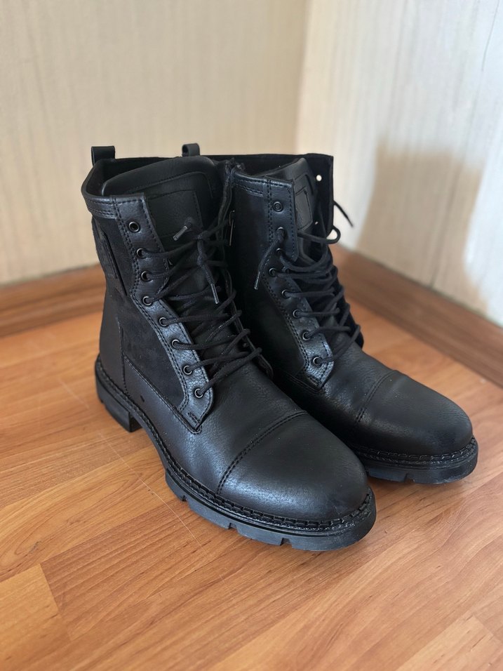 Siyah Deri Erkek Bot Fermuarlı - Görsel 3