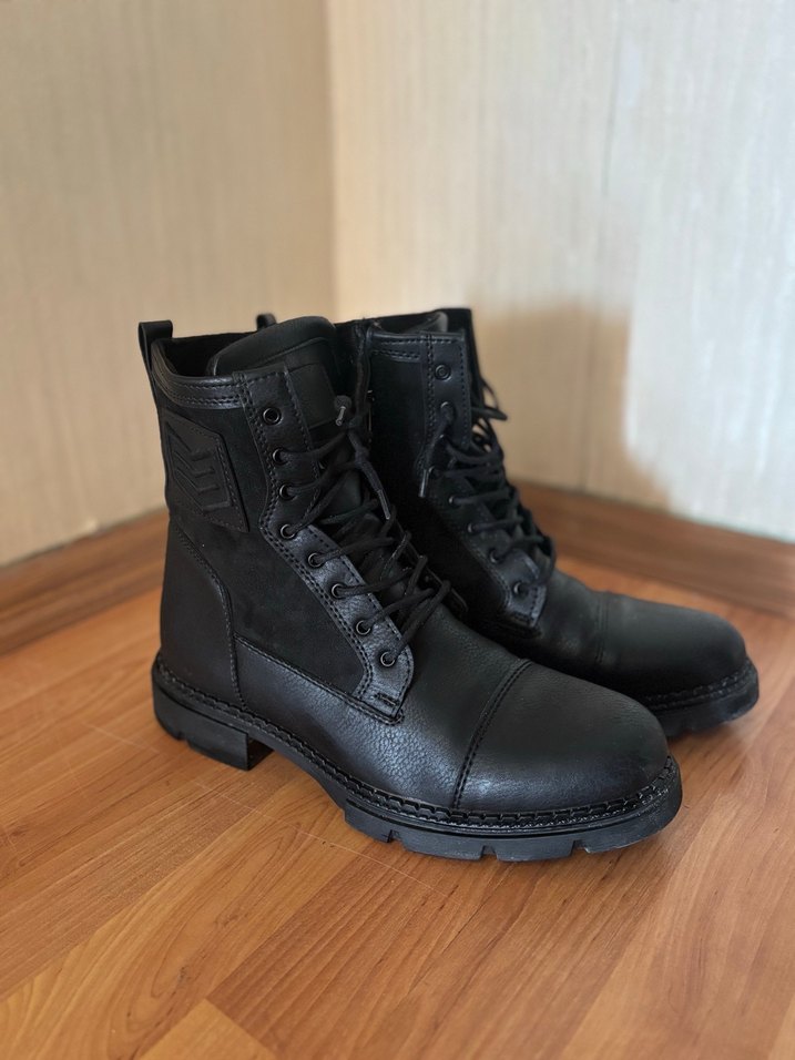 Siyah Deri Erkek Bot Fermuarlı - Görsel 2