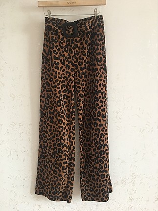 Leopar ince triko pantalon