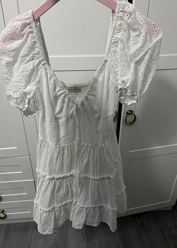 Detaylı Beyaz Bohem Mini Elbise - Görsel 2