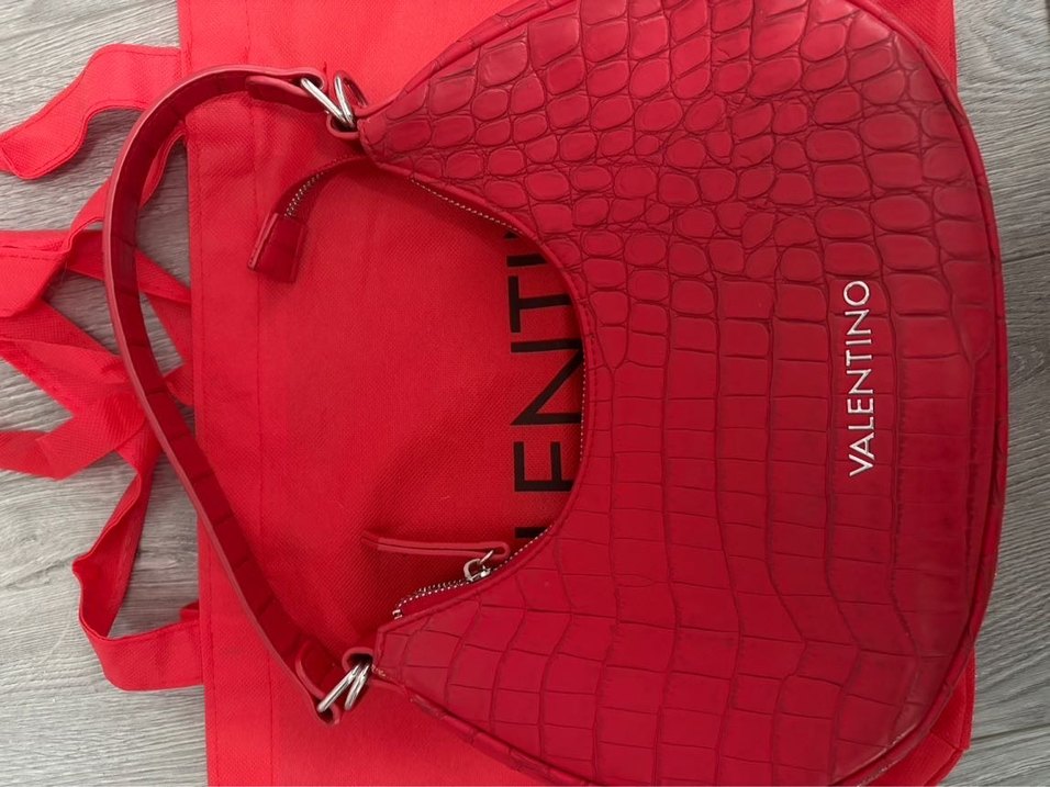 Kırmızı Yılan Derisi Desenli valentino çanta - Görsel 3