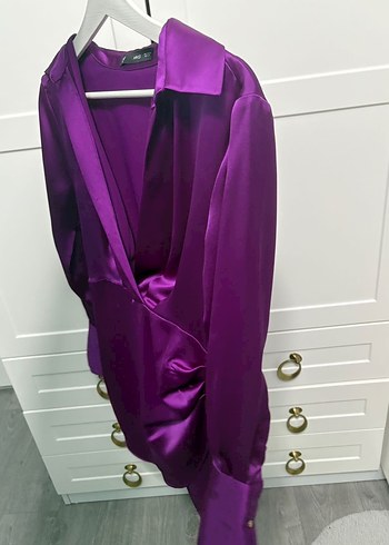 Parlak Mor anvelop Elbise - Görsel 3