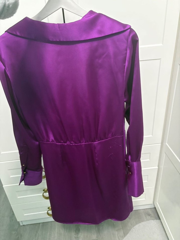 Parlak Mor anvelop  Elbise - Görsel 4