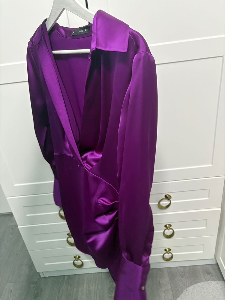 Parlak Mor anvelop  Elbise - Görsel 3