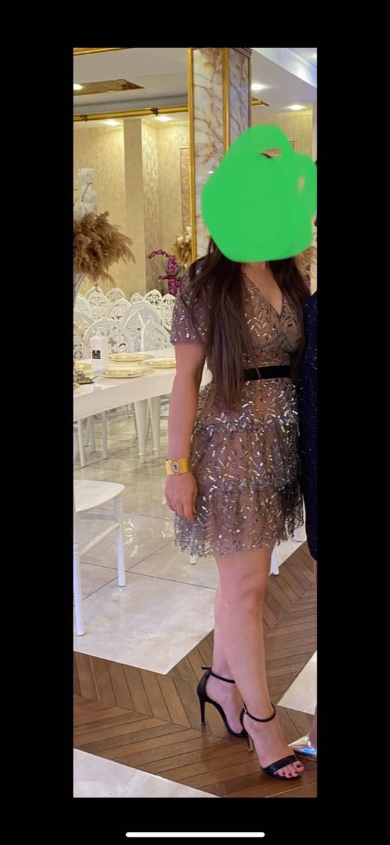 Deep Ateiler Kısa V Yaka Nakışlı  Elbise - Görsel 2