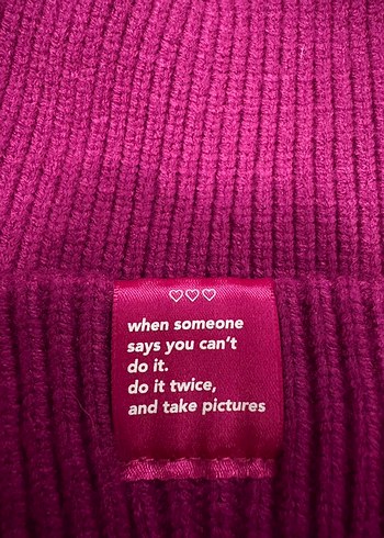 Pembe Örgü Yün Kadın Bere - Görsel 2