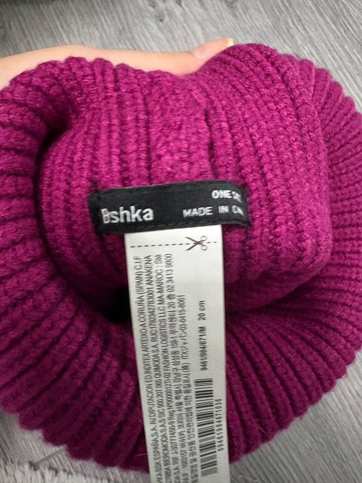 Pembe Örgü Yün Kadın Bere - Görsel 3