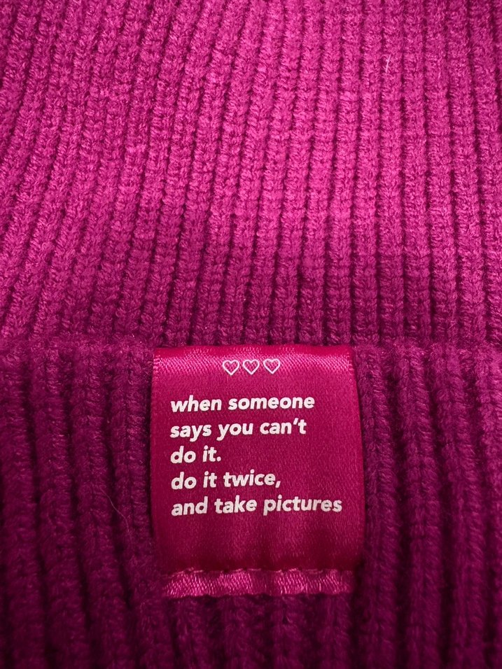 Pembe Örgü Yün Kadın Bere - Görsel 2