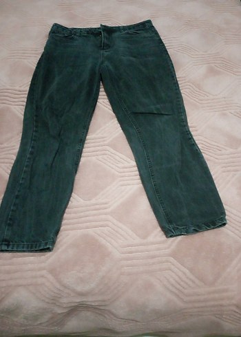 Kadın Yeşil Midi Bol Kesim Denim Pantolon