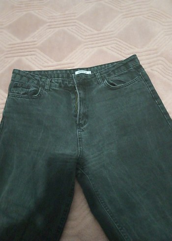 Armalife Kadın Yeşil Midi Bol Kesim Denim Pantolon