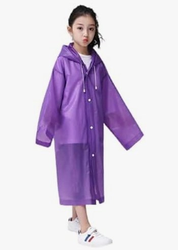 Mor Şeffaf Midi Yağmurluk Kız Çocuk - Görsel 2