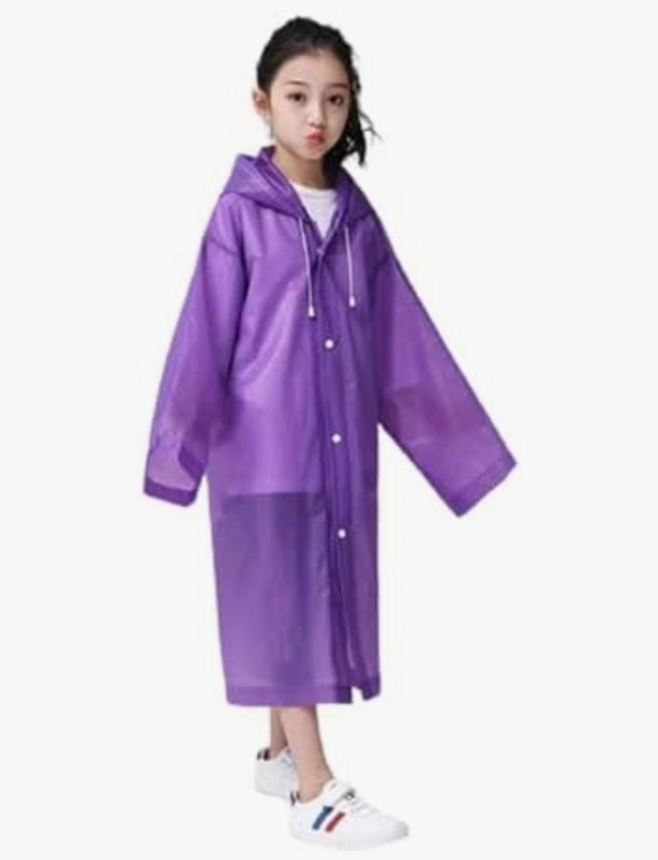 Mor Şeffaf Midi Yağmurluk Kız Çocuk - Görsel 2