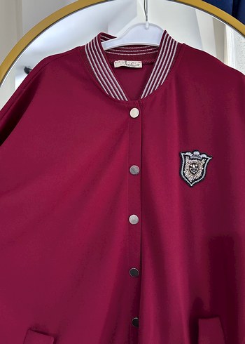 42 Beden Bordo Düğmeli Uzun Ceket