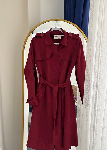 Diğer Bordo Süet Midi Trençkot