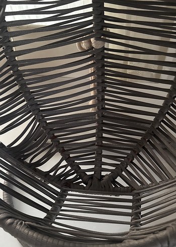 Gri Rattan Sallanan Sepet Sandalye - Görsel 5