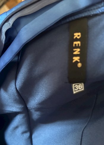 Parlak Lacivert V Yakalı Midi Elbise - Görsel 5