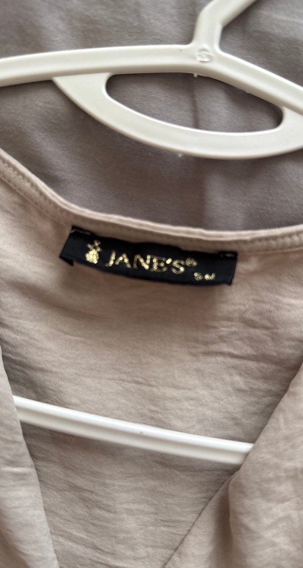 Bej V Yaka Kolsuz Bohem Midi Elbise - Görsel 3